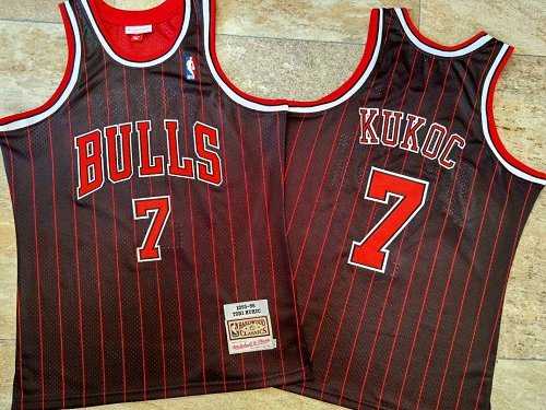 Men NBA Chicago Bulls 7 Kukoc red black Mitchell Ness Jerseys Print